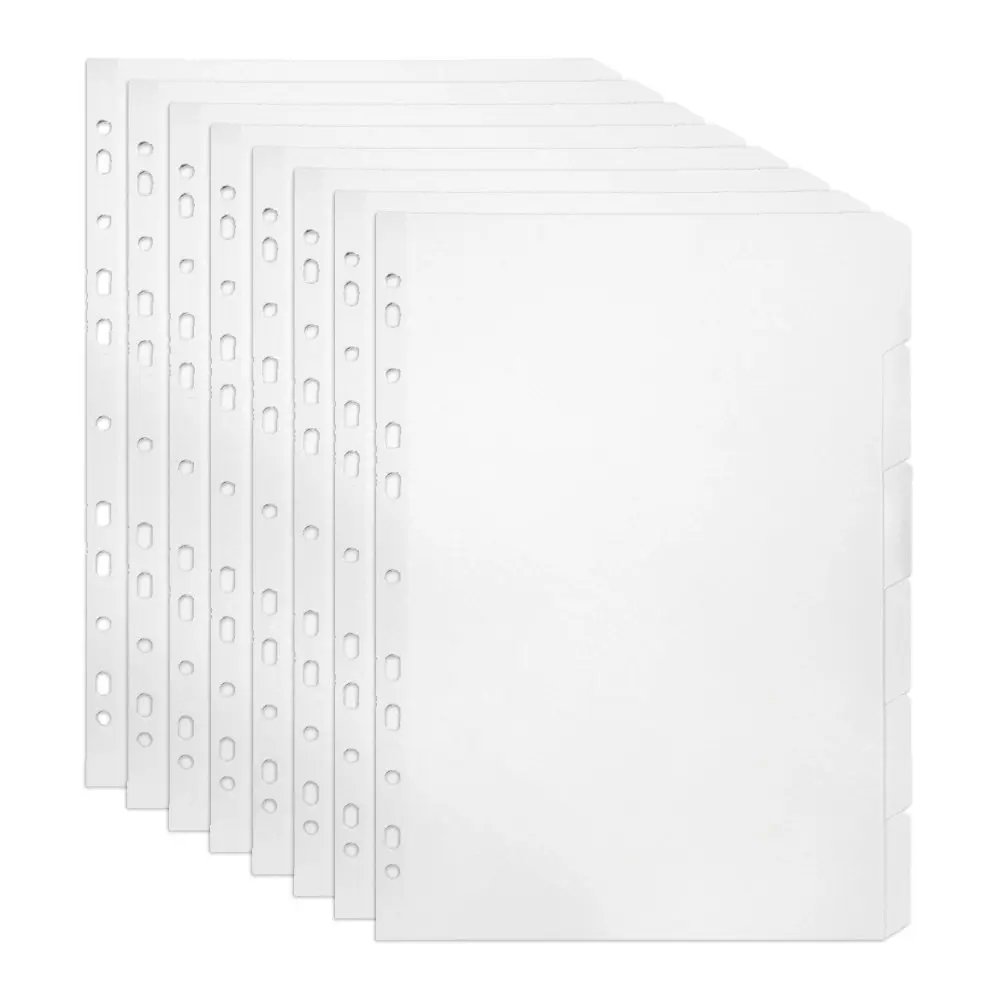 8x Marbig White 6-Tab Manilla A4 File Ring Binder Divider Index/Page Organiser