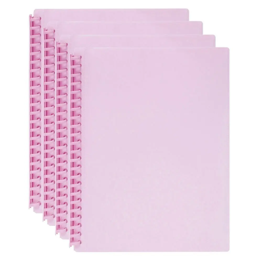 4PK Marbig 20-Pocket A4 Refillable Document Display Book w/Insert Cover - Pink