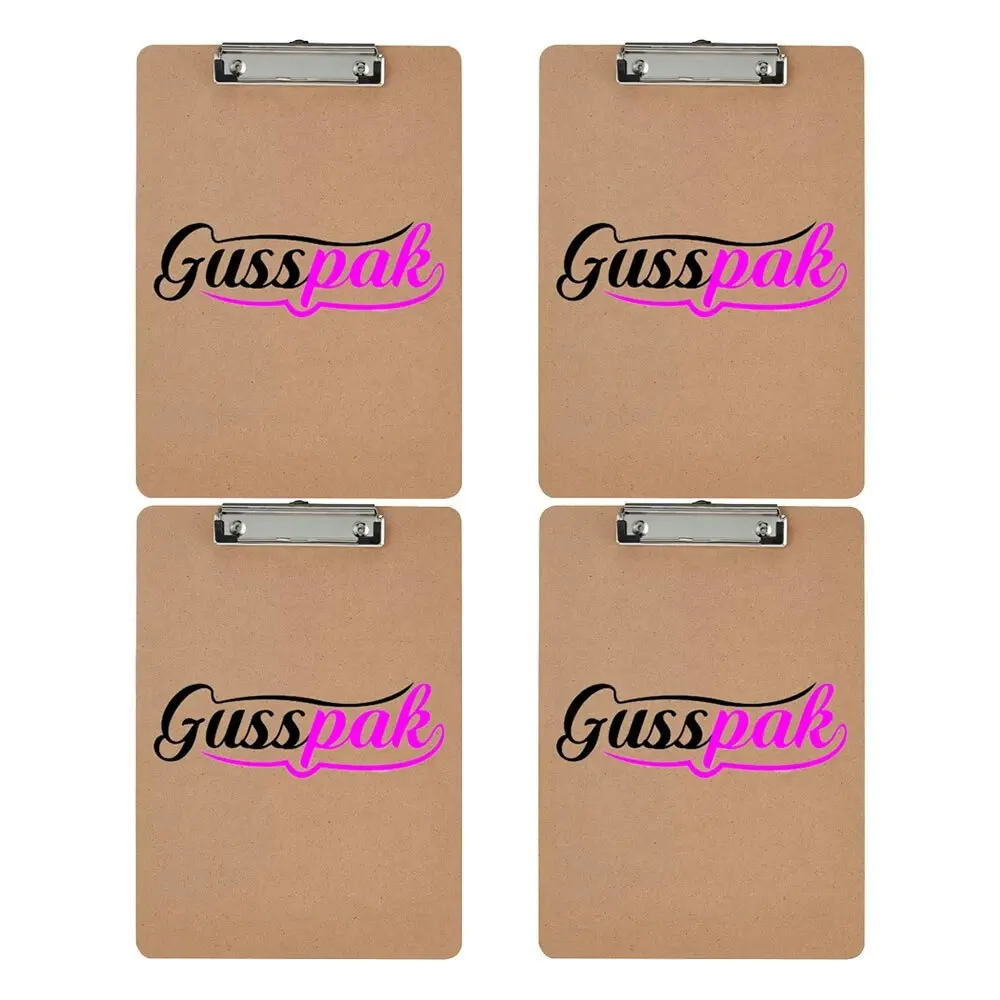 4PK Gusspak Masonite A4 Paper Lightweight Durable School/Office Clipboard Brown