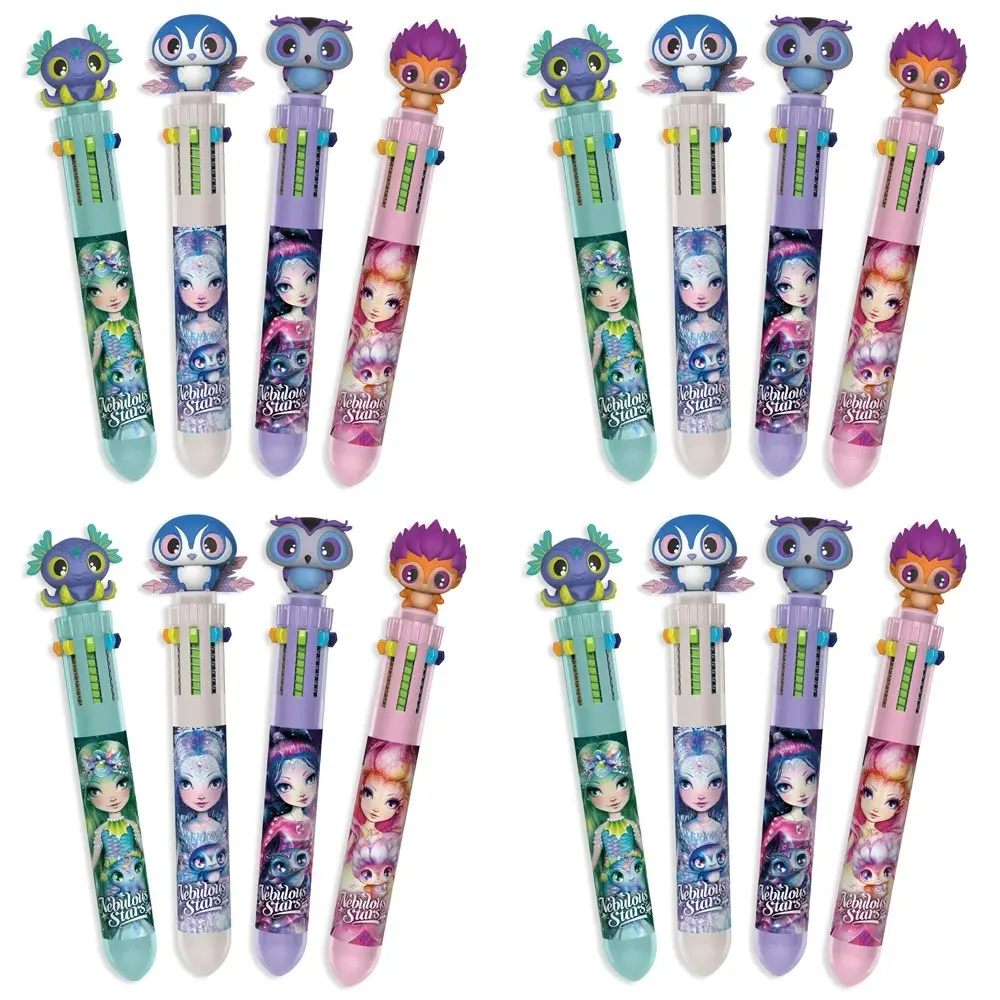 4PK Nebulous Stars 10-Colour Ballpoint Pen Kids School Writing Stationery Assort