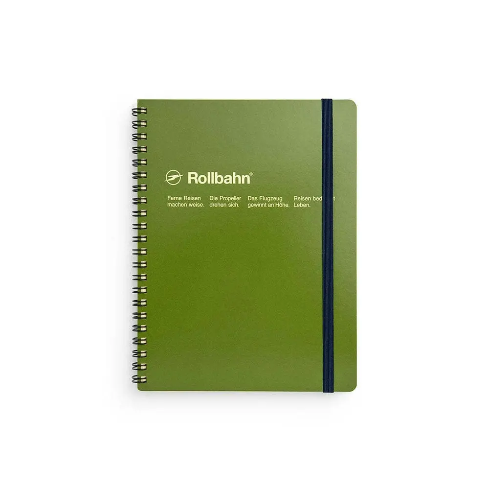 Delfonics Rollbahn Spiral Bound A5 Grid Notebook 160pg Journal Stationery Olive