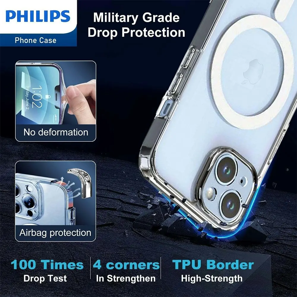 Philips MagSafe Case Drop Protection Bumper Cover For Apple iPhone 14 Clear