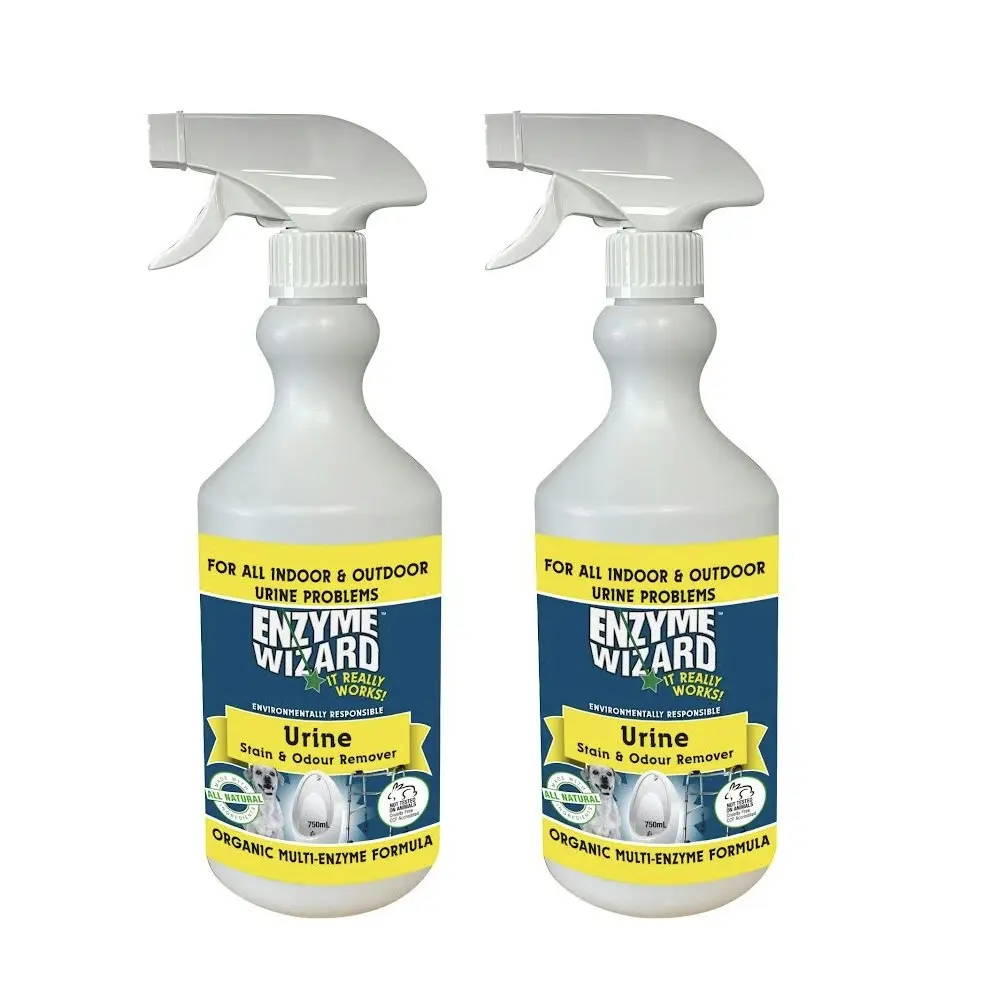 Enzyme Wizard Urine Stain And Odour Remover 750ML Spray Bottle Home Cleaning 2PK