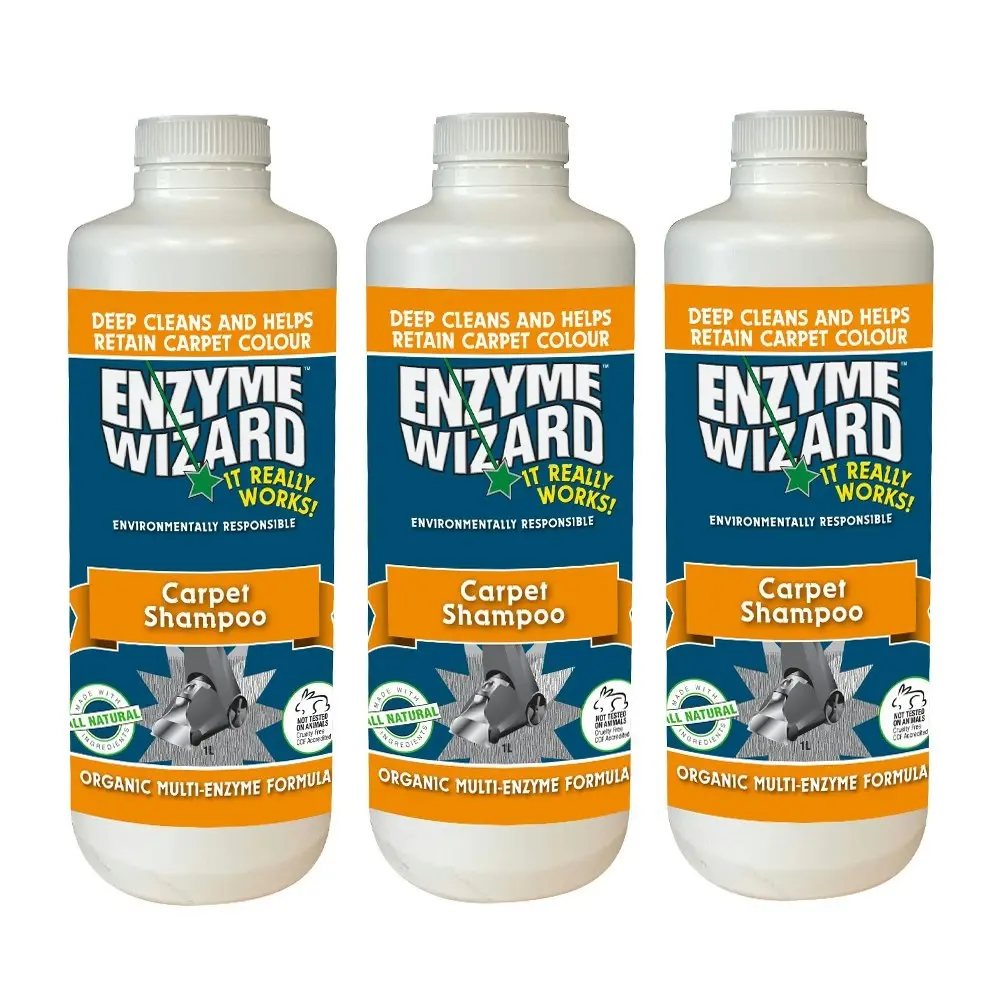 Enzyme Wizard Carpet/Rug Synthetics Fabric Shampoo Surface Stain Cleaner 1L 3x