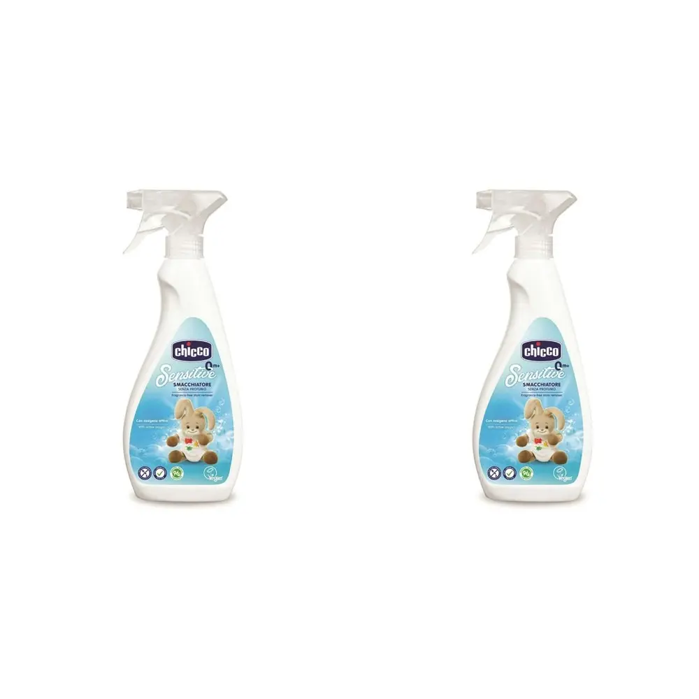 2x Chicco Sensitive Stain Remover Cleaning Spray Baby Clothes Cleaner 0m+