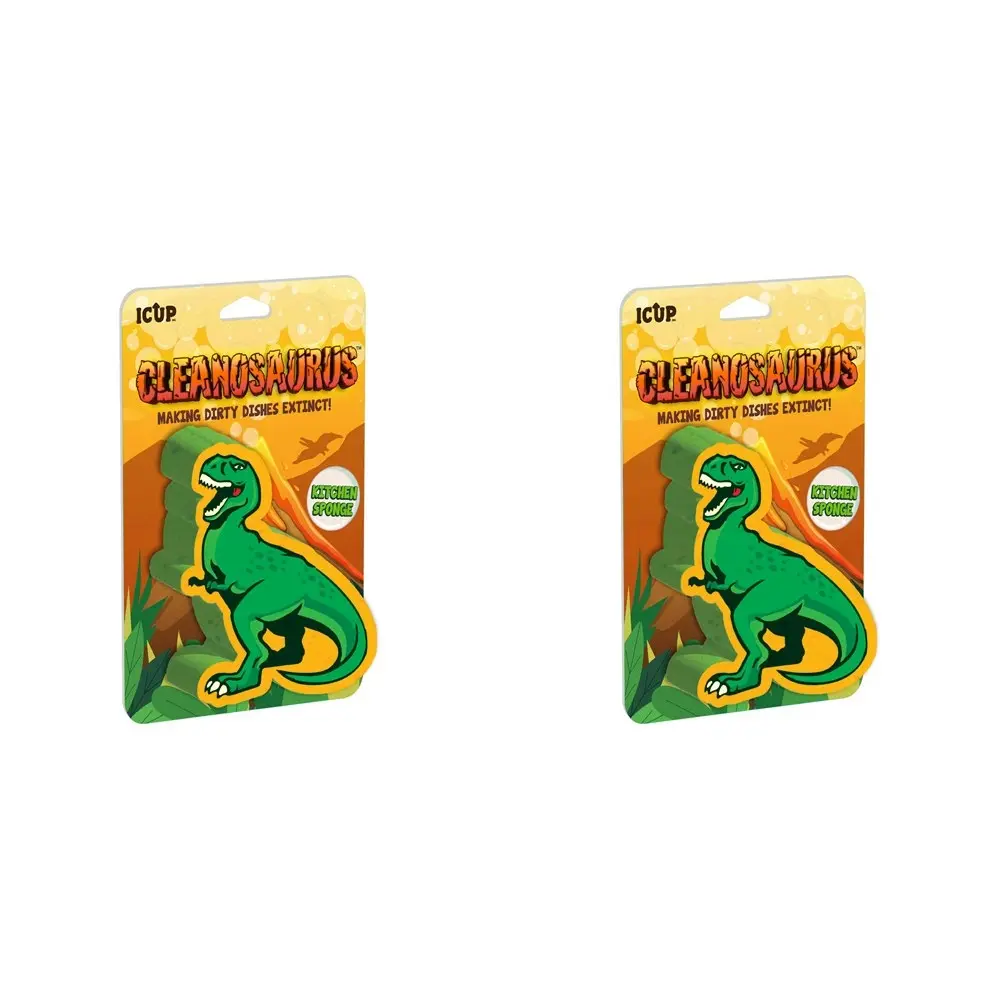 2PK iCUP Inc Cleanosaurus 11cm Kitchen Dishwashing Sponge/Foam Scrub Cleaner GRN