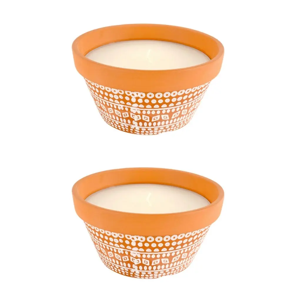 2x Dragonfly Terracotta Pot Sandalwood Citronella 15cm Wax Candle Home Fragrance