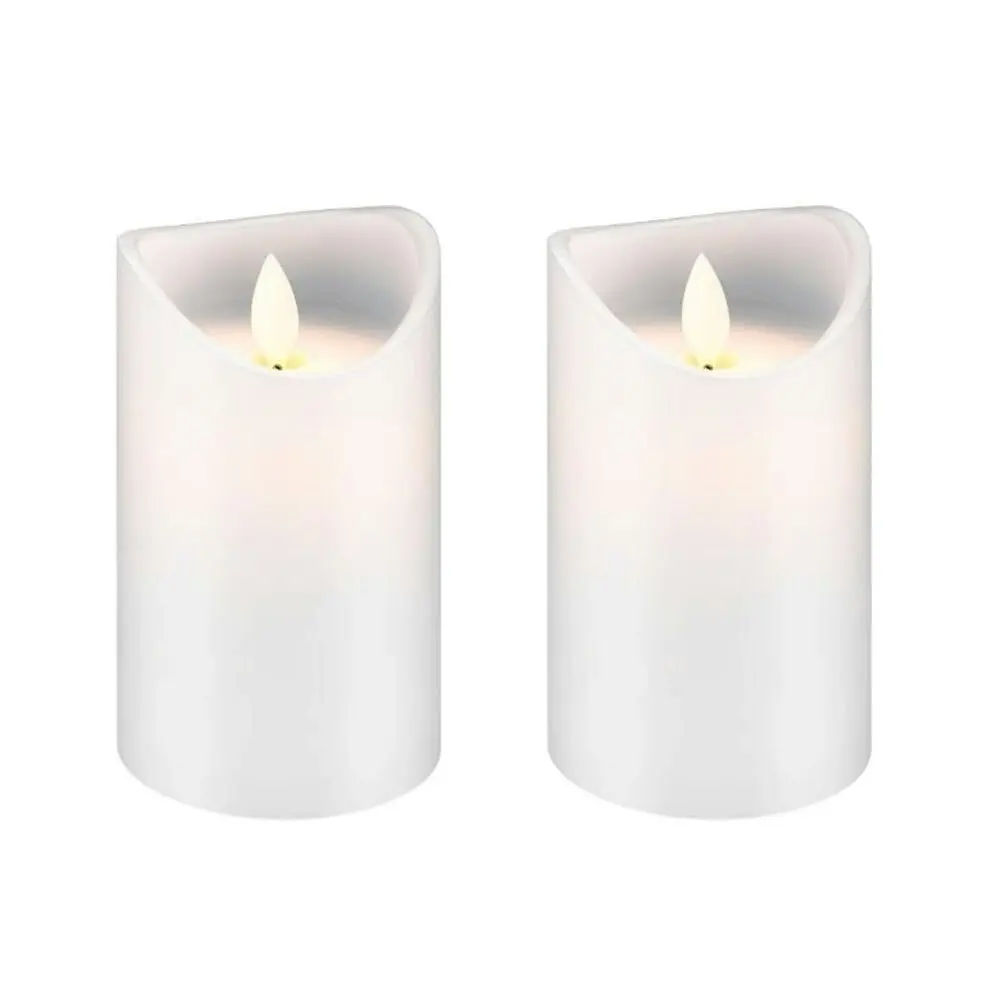 2x Goobay Battery-Operated 7.5x12.5cm LED Wax Candle in Glass Home/Room Decor WH