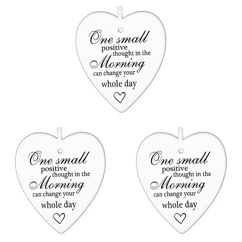 3x Ceramic Hanging 9cm Heart Positive Smile w/ Hanger Ornament Home/Office Decor