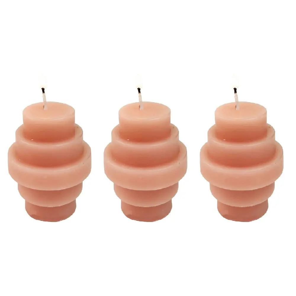 3x Urban Stacked 6.5cm Vanilla Scented Candle Home Fragrance Tabletop Decor Rose