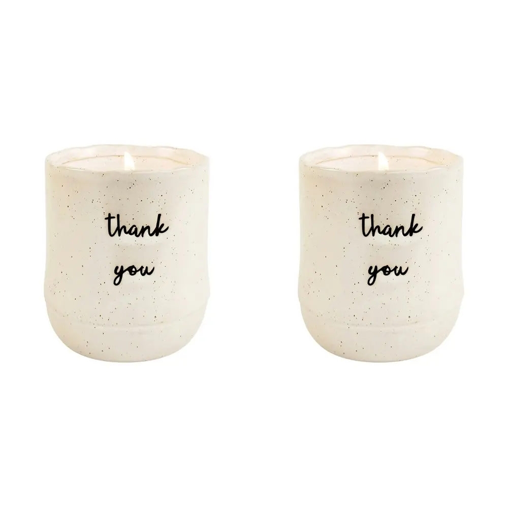 2x Urban Positivity Quote 9cm Vanilla Scented Wax Candle Thank You Home Decor