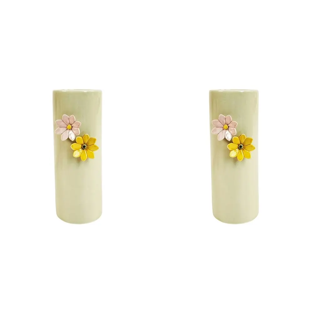 2x Urban Daphne 19cm Ceramic Flower Vase Home/Office Decor Table Display Pot GRN