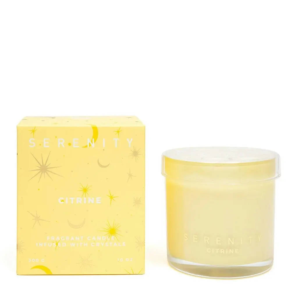 Serenity Crystal Energise & Citrine 300g Soy Wax Scented Candle Home Fragrance