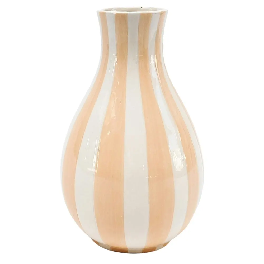 Urban Products Home Shelf Decor Decorative Stripe Flower Vase Peach 18cm