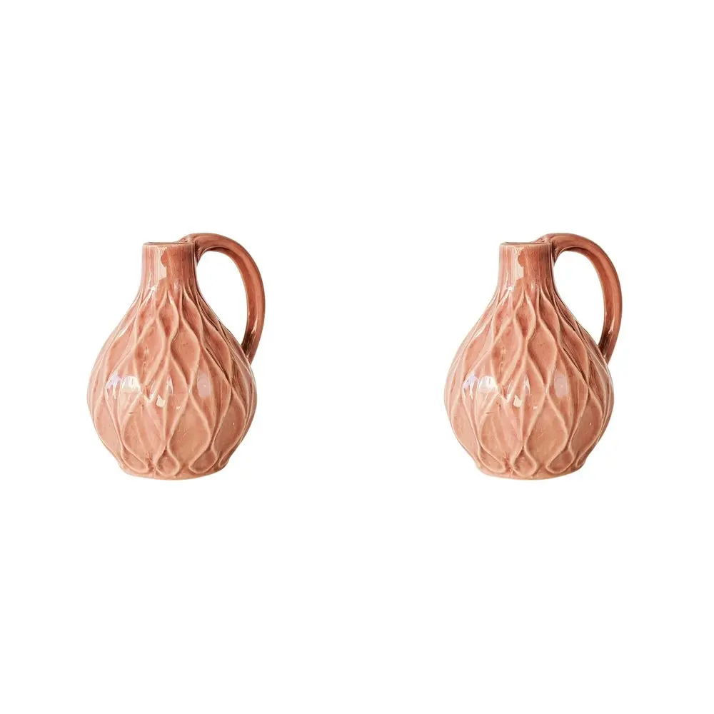 2x Urban Products Diamond Decorative Jug Home Decor Flower Vase Salmon 14cm