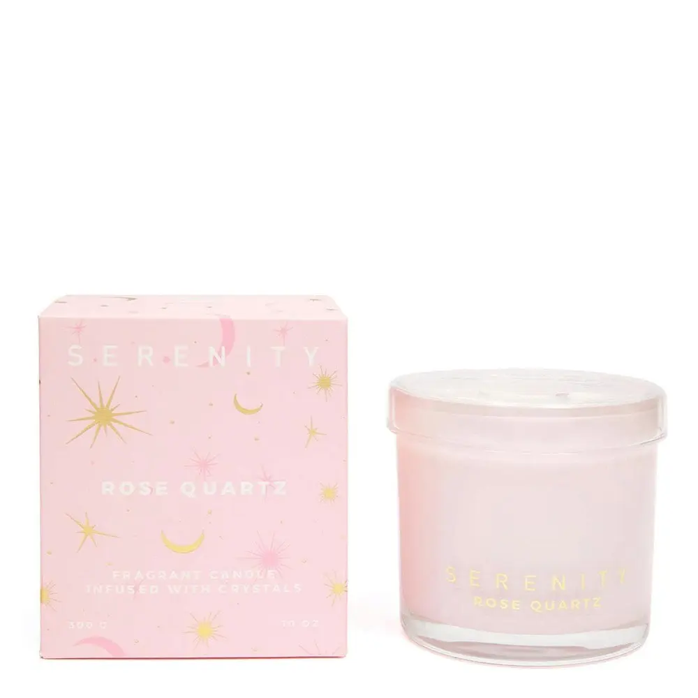 Serenity Crystal Love & Rose Quartz 300g Soy Wax Scented Candle Home Fragrance