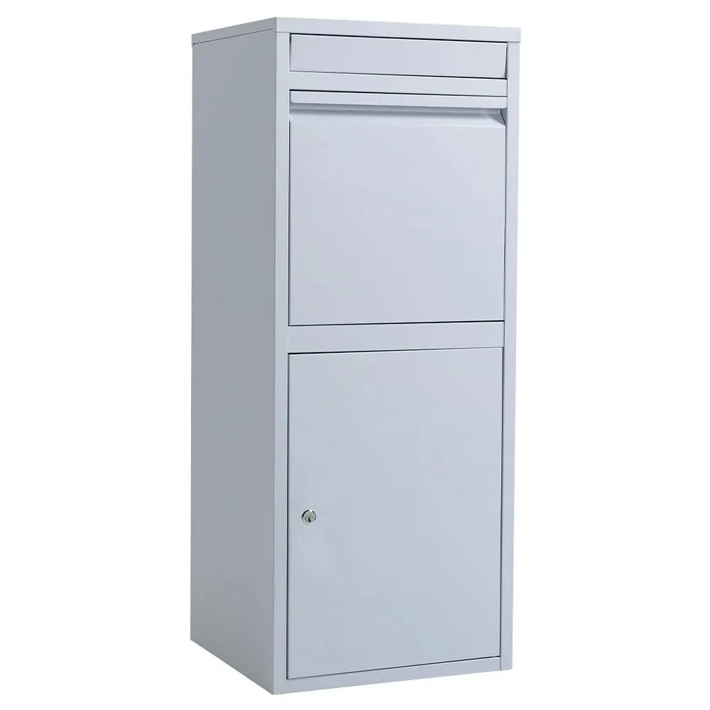 Fortia Freestanding Parcel Post Box Letterbox, Letter Slot, Light Grey