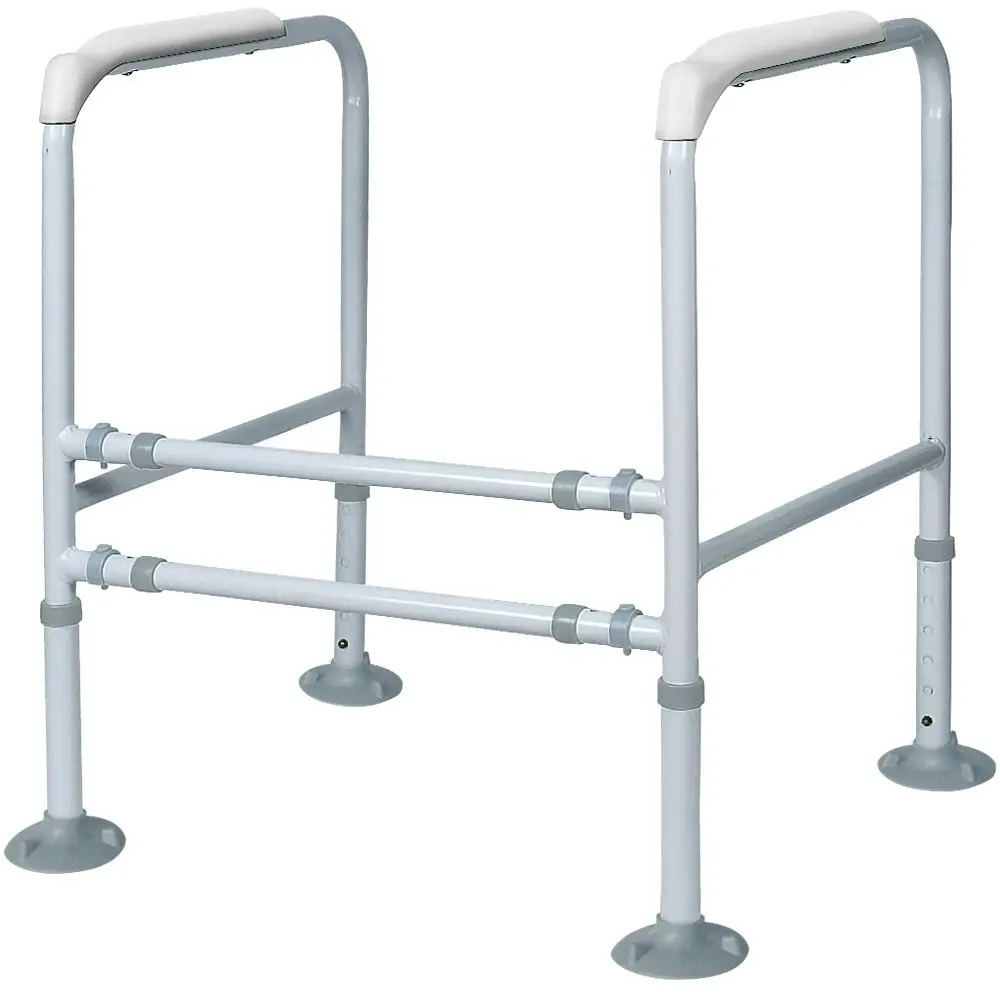 Equipmed Over Toilet Support Frame Safety Grab Aid Rail, 125kg Capacity, Adjustable Height and Width