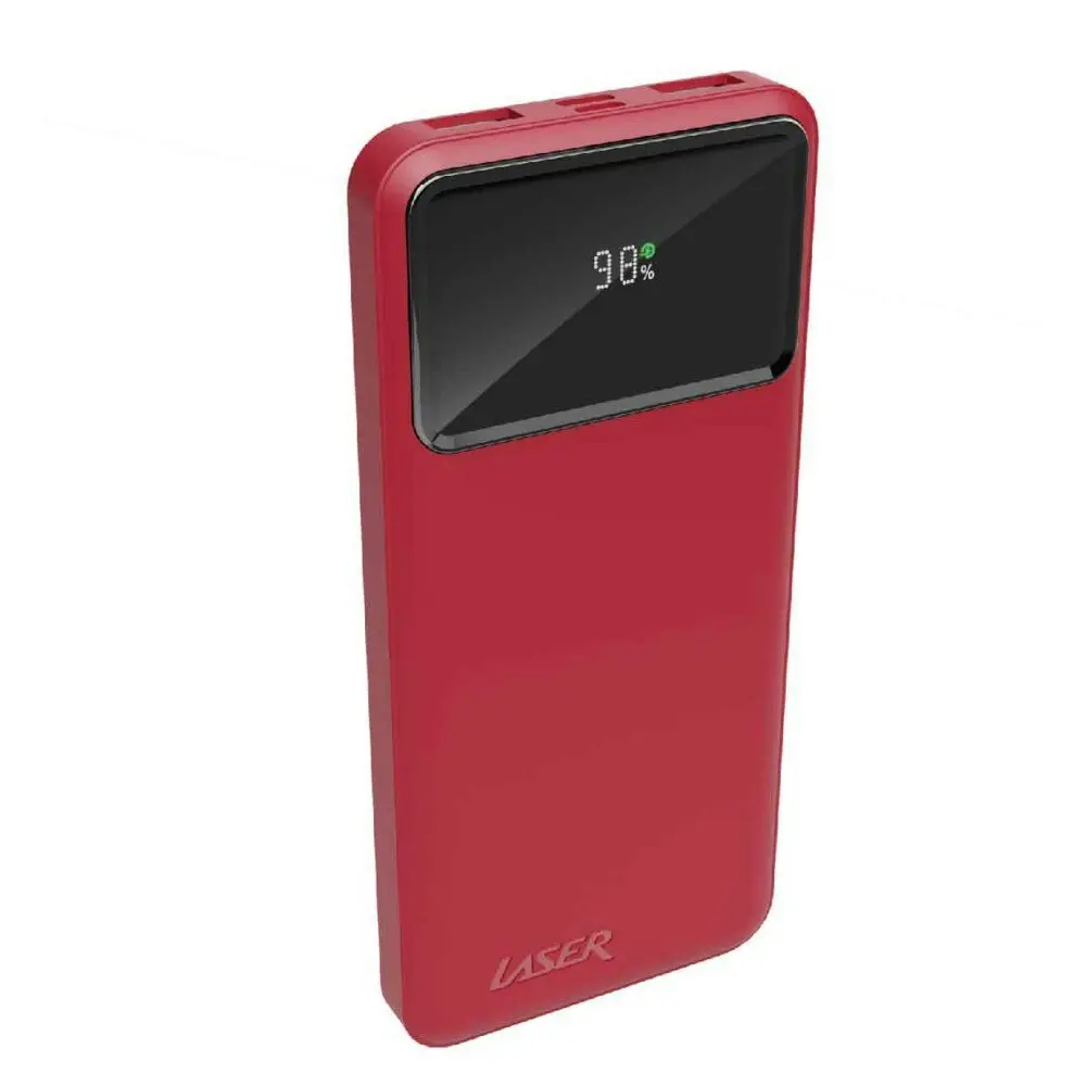 Laser 18W PD 10000mAh LED Power Bank Micro USB/Type C Portable Charger Red