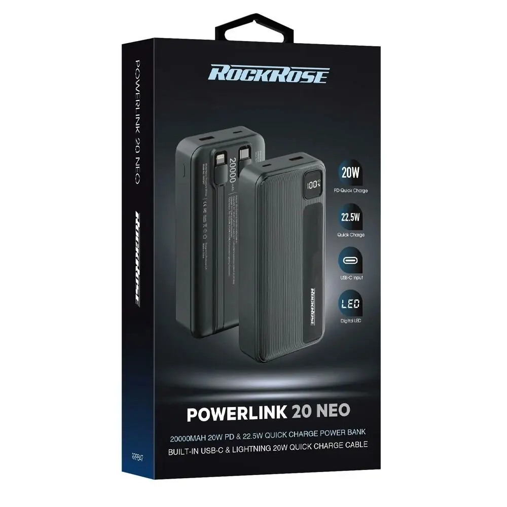 RockRose PowerLink 20 Neo Quick Charge Portable Power Bank 20000mAh 20W