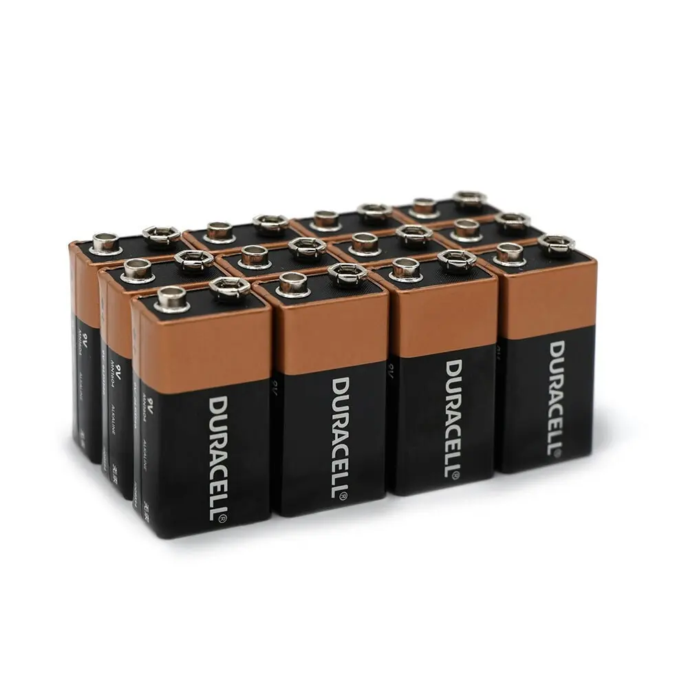 12pc Duracell Coppertop 9V Alkaline Battery Single Use Batteries