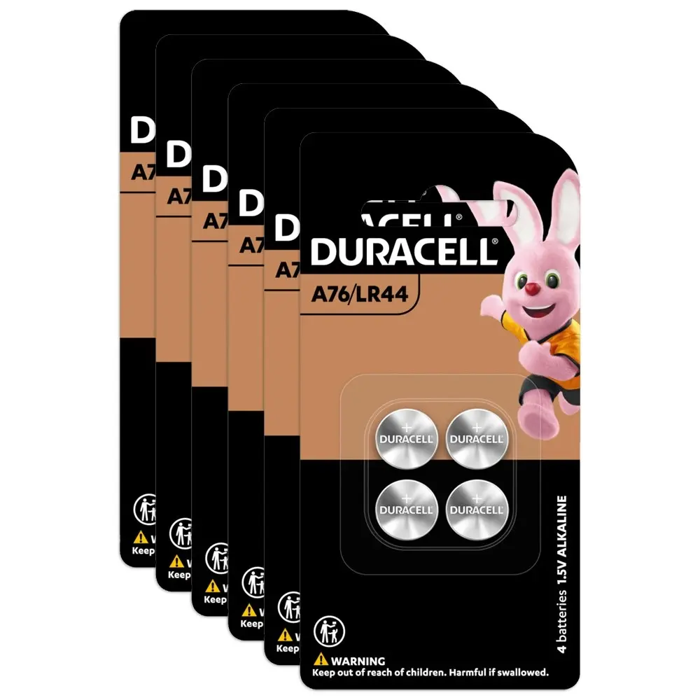 6x 4pc Duracell Specialty LR44 Alkaline Button Battery Pack Single Use Batteries