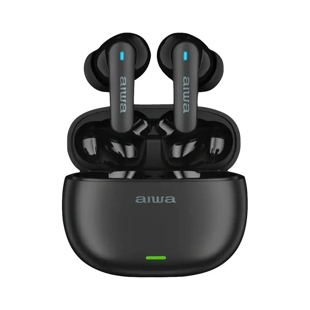 AIWA In-Ear Gelstem Bluetooth True-Wireless USB-A to USB-C Headphones ANC Black