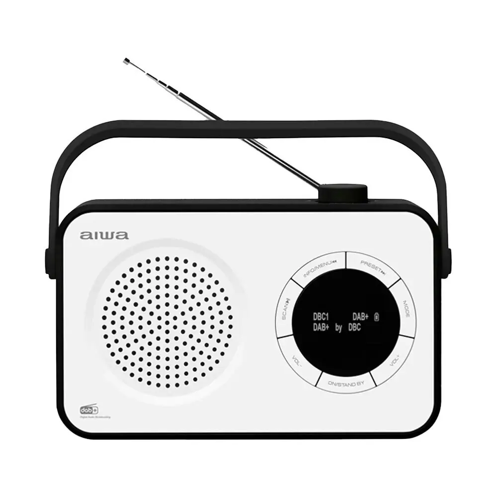 AIWA Portable DAB/AM/FM/SD/AUX/Bluetooth C Battery Digital Tuning Radio White