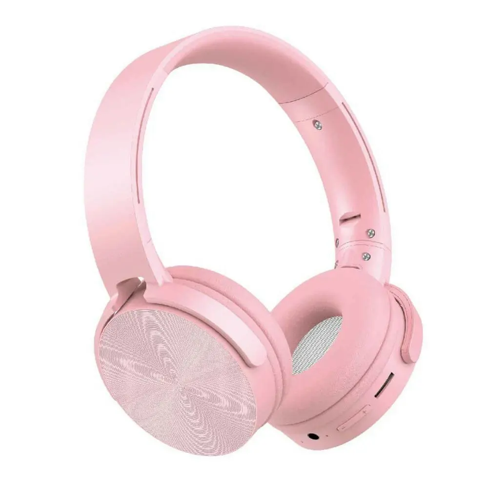 Laser Kids Bluetooth Wireless Headphones Adjustable Foldable On-Ear Headset Pink