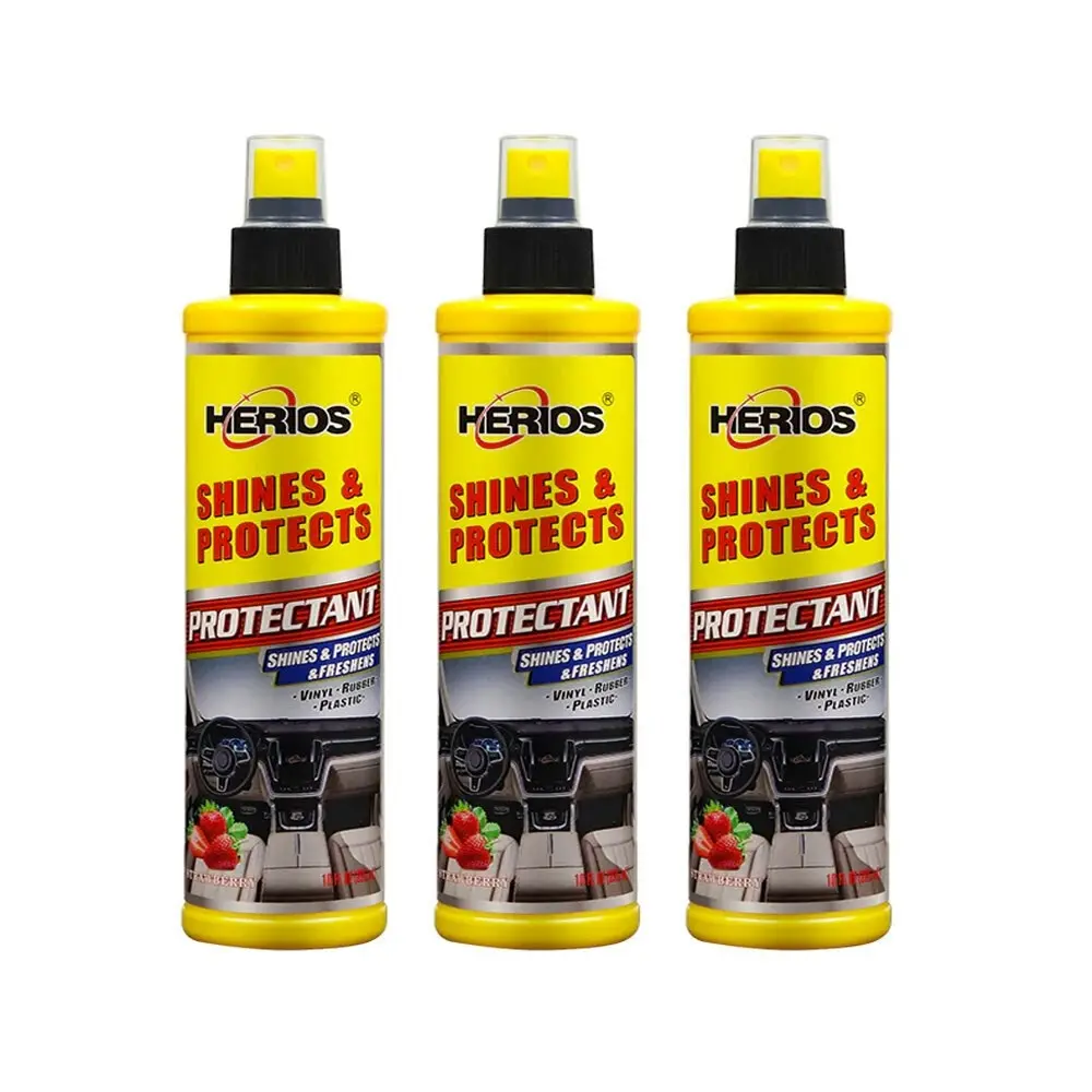 3PK Herios 295ml Shine & Protect Leather/Plastic Vinyl Interior Cleaner/Polisher