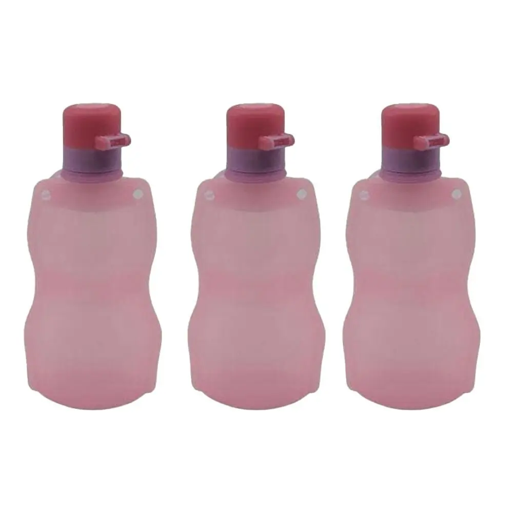 3x Kuvings Silicone Baby Reusable Foldable Travel Drinking Water Bottle - Pink