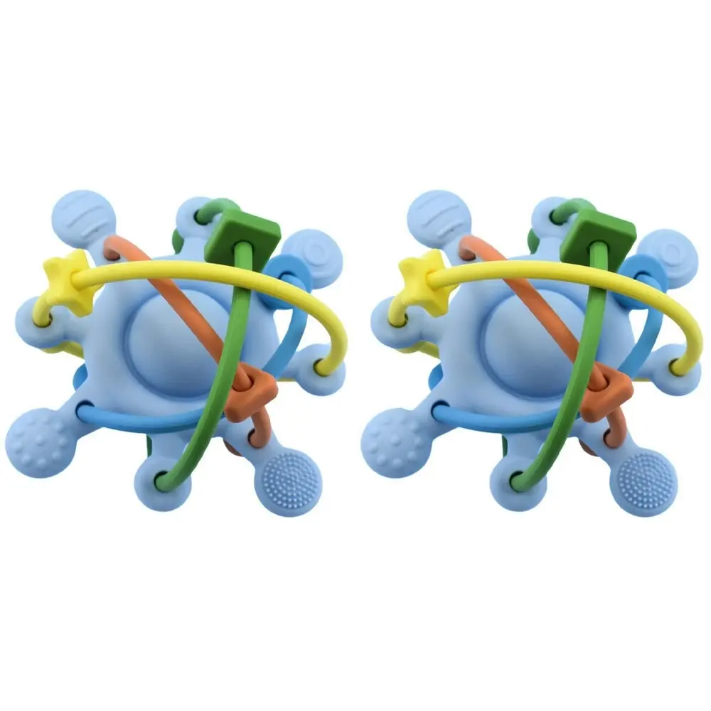 2x Koala Dream Kids/Childrens Silicone Sensory Space Rattle Teether Blue 4M+