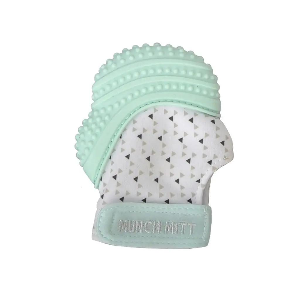 Malarkey Kids Munch Mitt Baby 3-7m Teething Mitten Gloves Silicone Mint Green