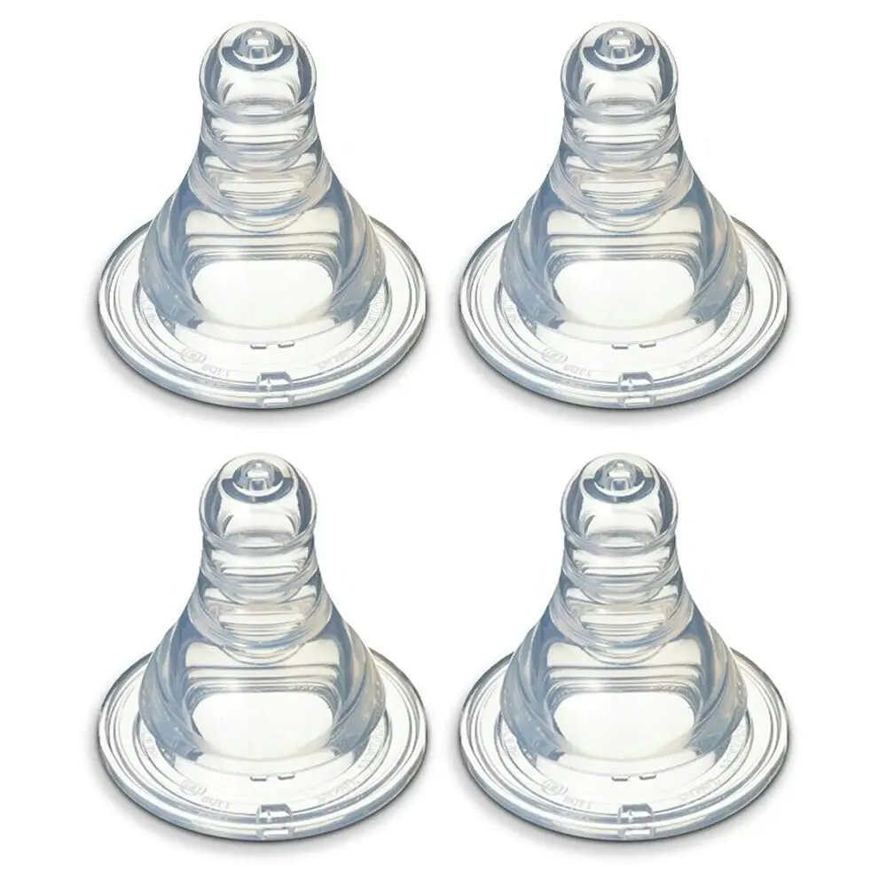 4PK PIGEON Peristaltic Slim Neck Soft Silicone M Teat 4m+ for Baby/Infant Bottle