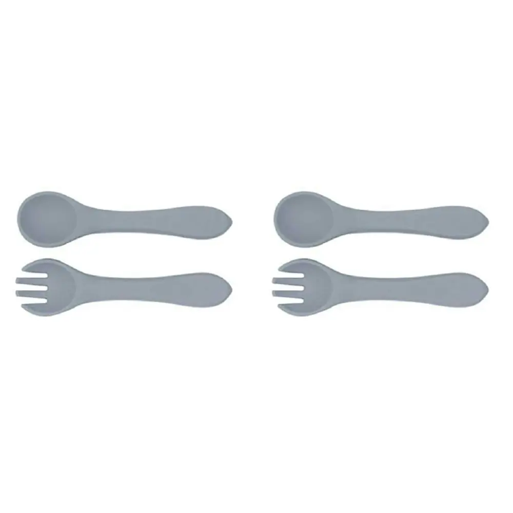 2x Urban Products 13.5cm Silicone My First Cutlery Spoon/Fork Kids Blue 6M+