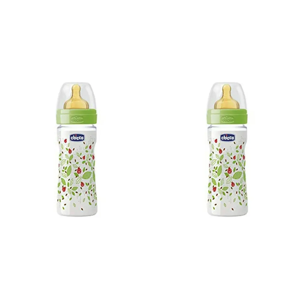 2x Chicco Nursing Baby Well-Being 250ml Feeding Bottle/Anti Colic Teat 2m+