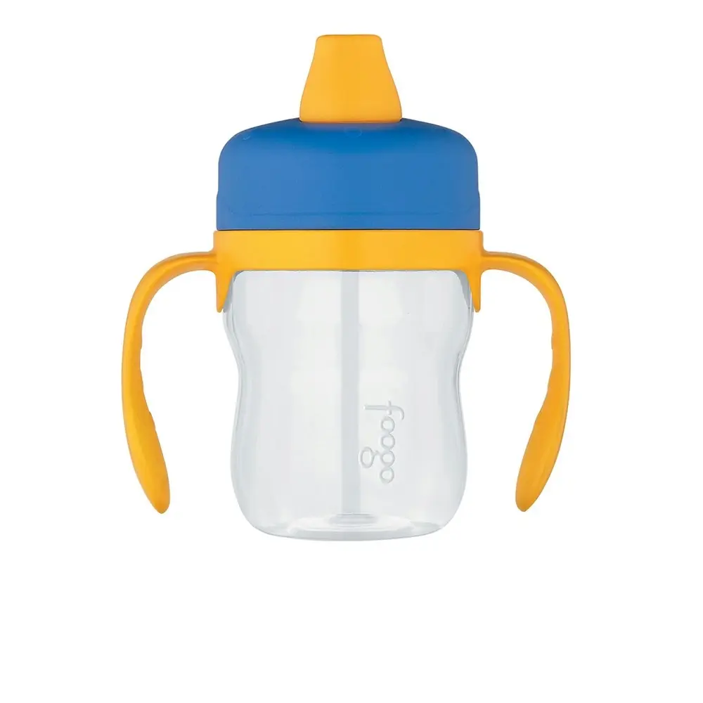 Foogo BPA Free Soft Spout Tritan Plastic Sippy Cup with Handles Blue 235ml