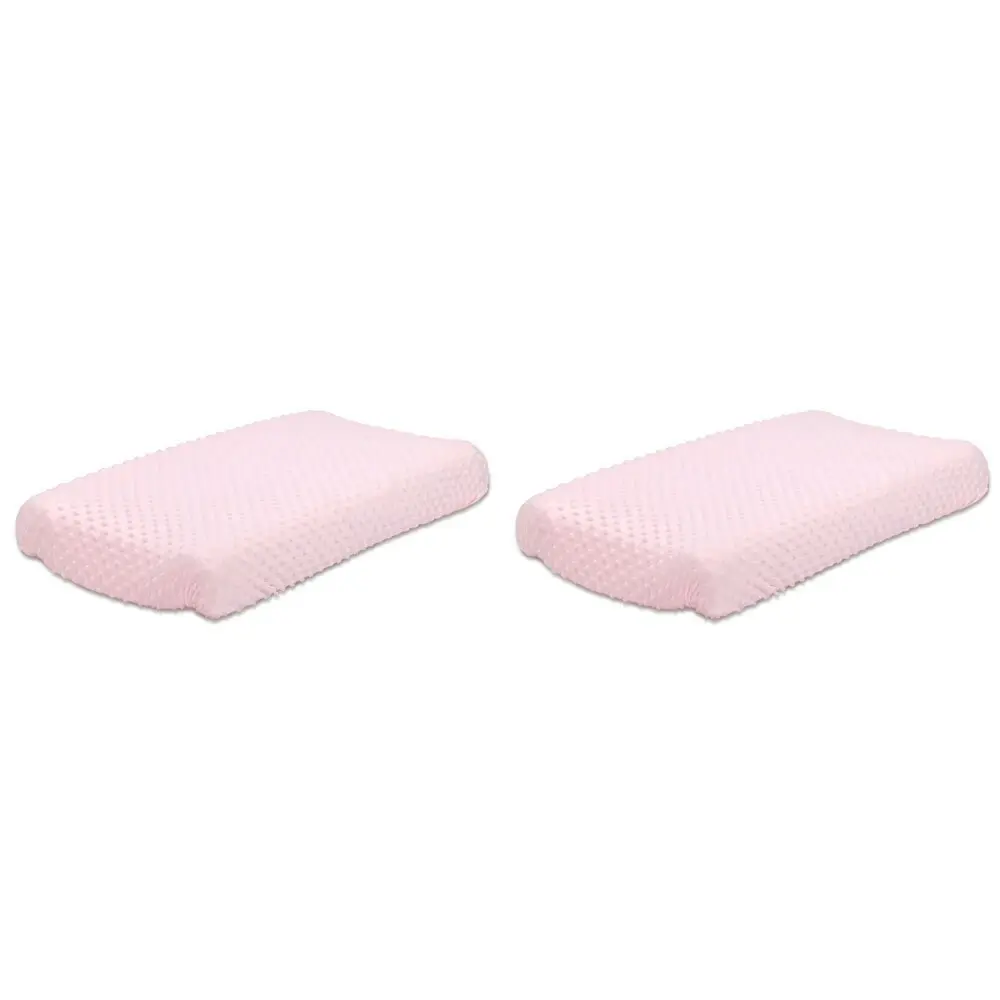 2x Little Haven Infant Polyester Changing Pad Cover Sleeve Dot Velour 81cm Pink