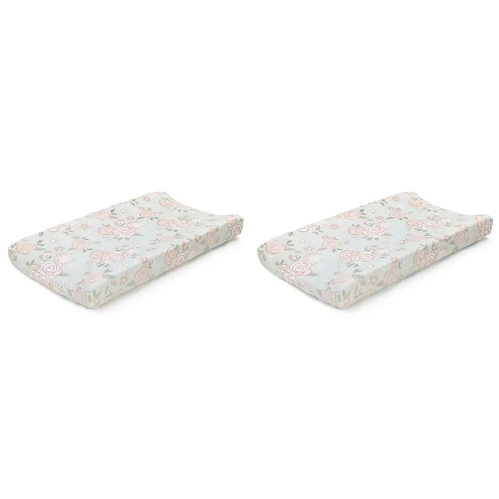 2x The Peanutshell Baby Polyester Changing Pad Cover Sleeve Vintage Floral 81cm