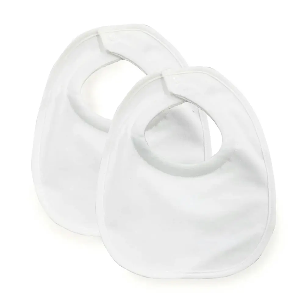 2PK Bubba Blue 21x24cm Organic Cotton Dribble Bibs Baby Feeding 0-12m Off White