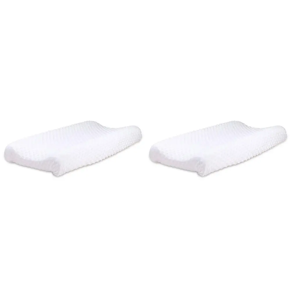 2x Little Haven Infant Polyester Change Pad Cover Sleeve Dot Velour 81cm White