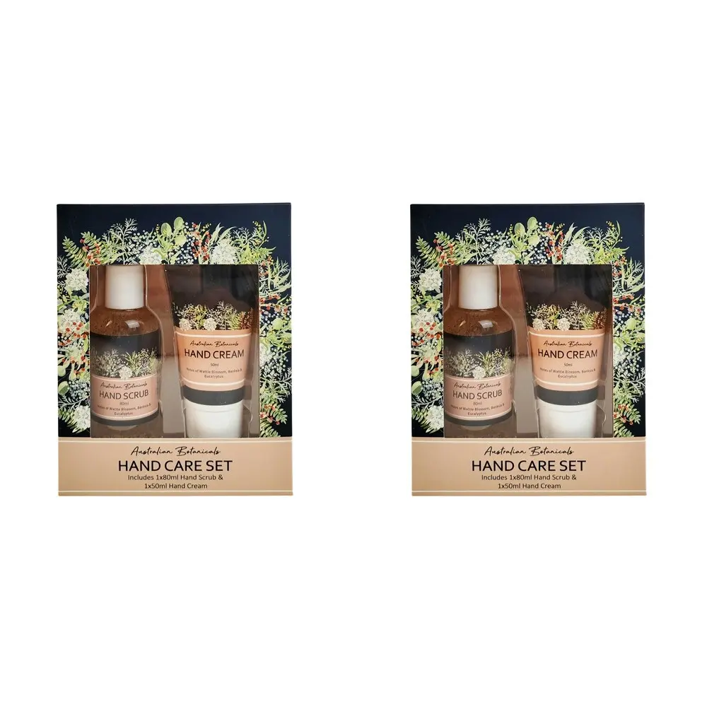 2x 2pc Urban Evie Floral 80ml Hand Scrub & 50ml Cream Care Moisturising Set Navy