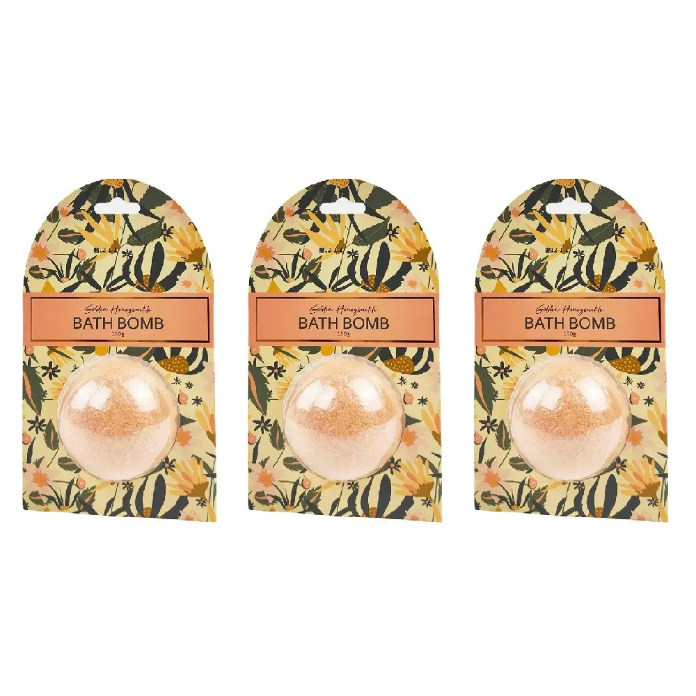 3x Urban Golden Honeysuckle 150g Cassia Floral Bath Bomb Round Shower Fizz YLLW