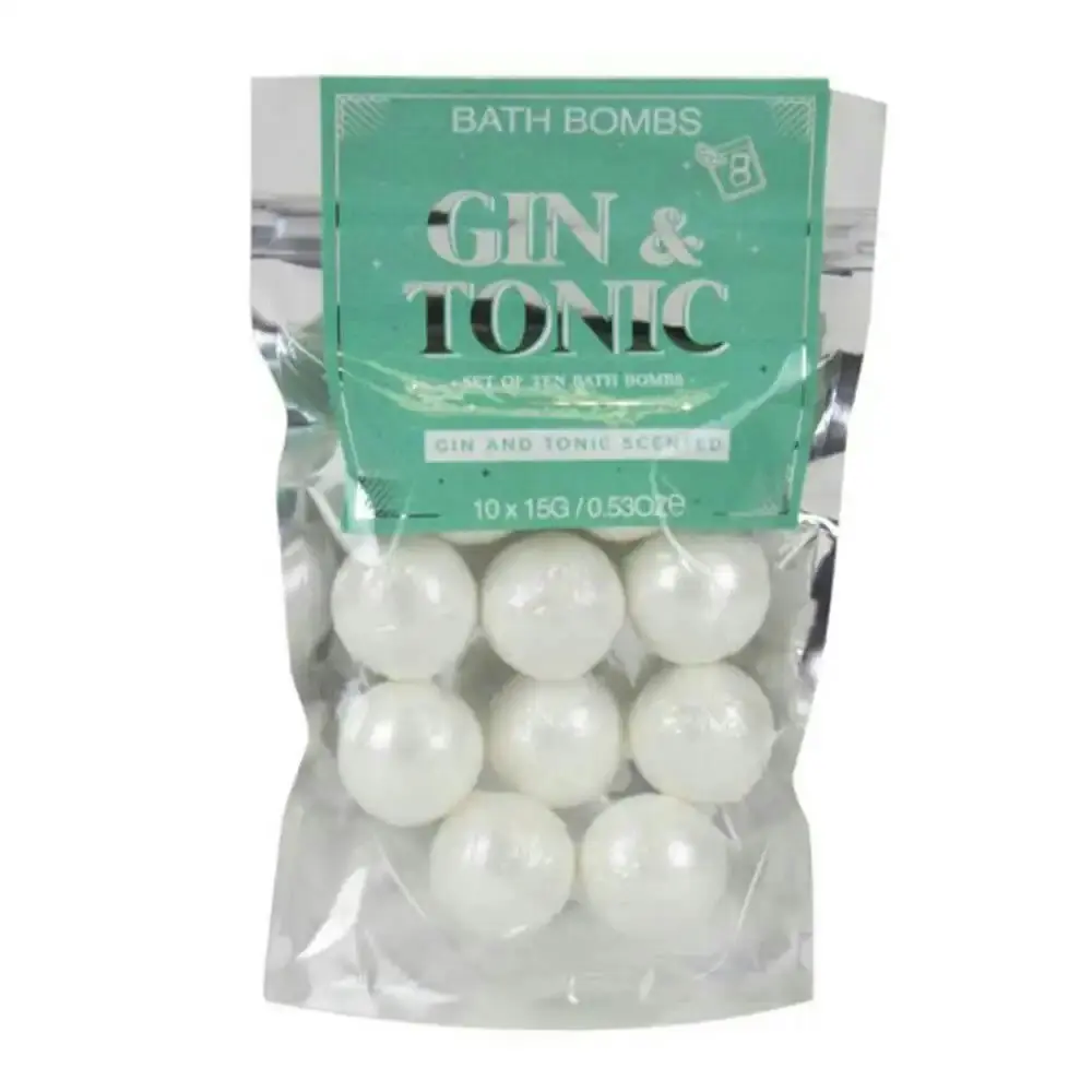 10pc Gift Republic Mini 15g Bath Bombs Scented Round Fizzies Gin & Tonic Silver