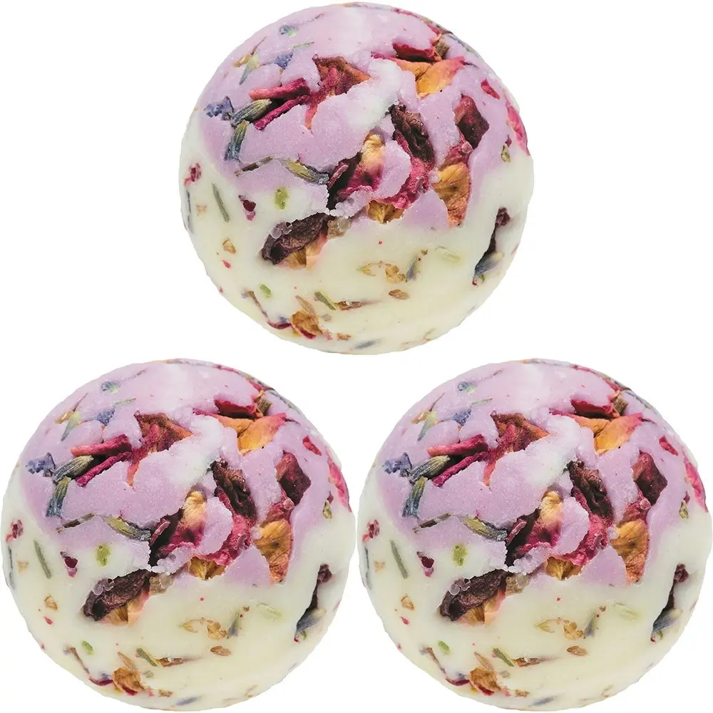 3PK Bomb Cosmetics Flower Power Scented Bath Bomb Creamer Body Fragrance Fizzies