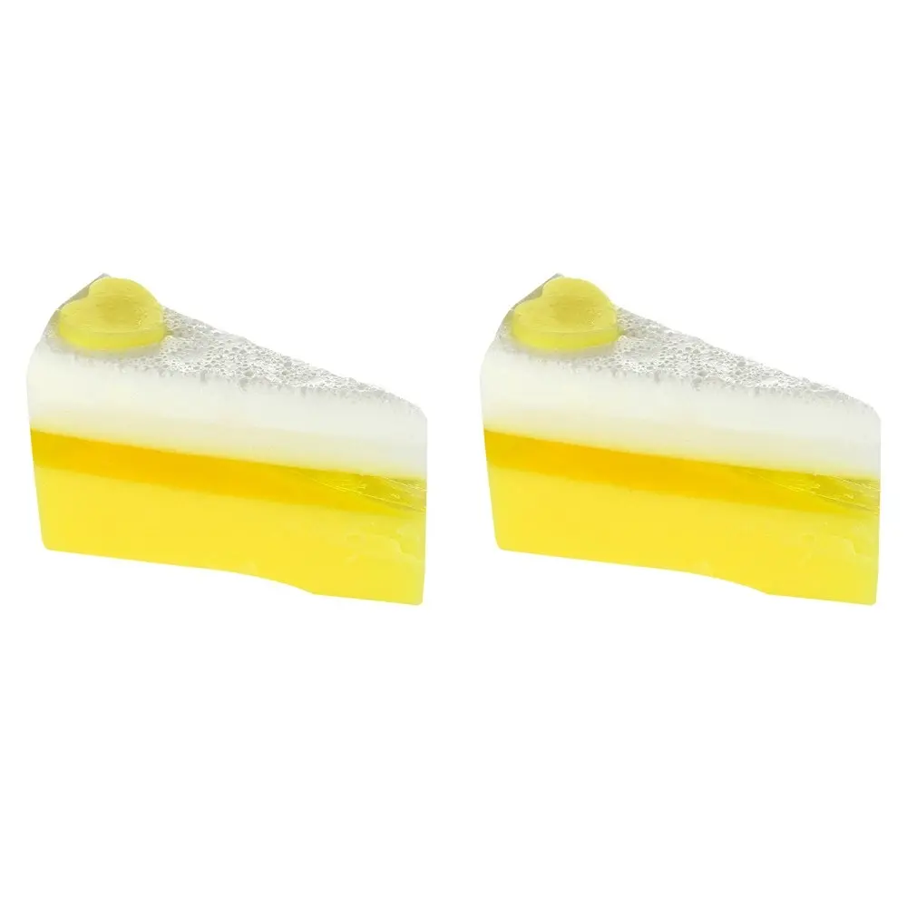 2PK Bomb Cosmetics Lemon Meringue Delight Scented Bath Soap Cake Slice Body Bar