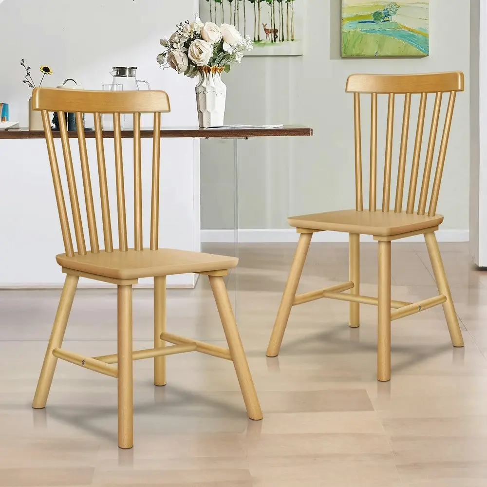 Alfordson 2x Dining Chairs Retro Walnut Modern Seat Oak