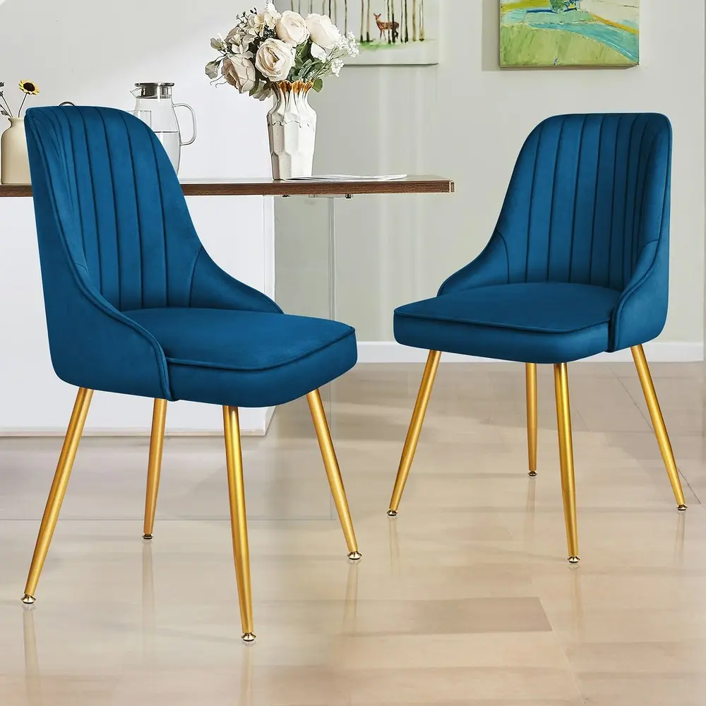 Alfordson 2x Dining Chairs Velvet Blue