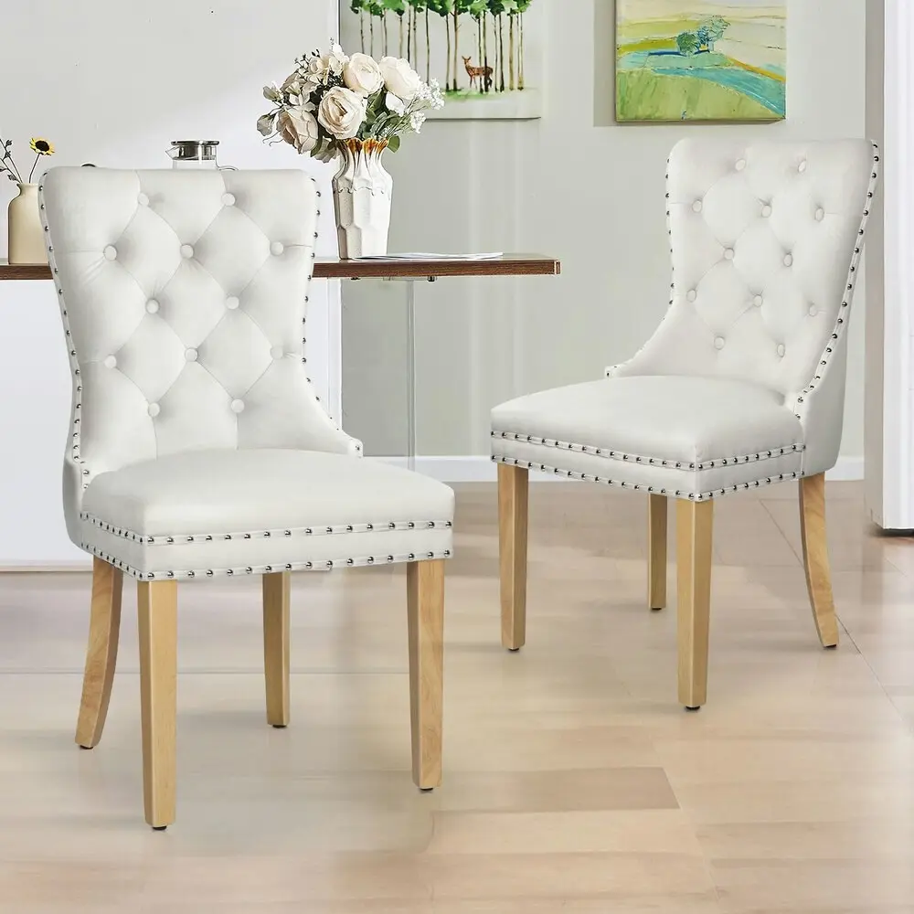 Alfordson 2x Dining Chairs Kitchen Lounge Velvet White