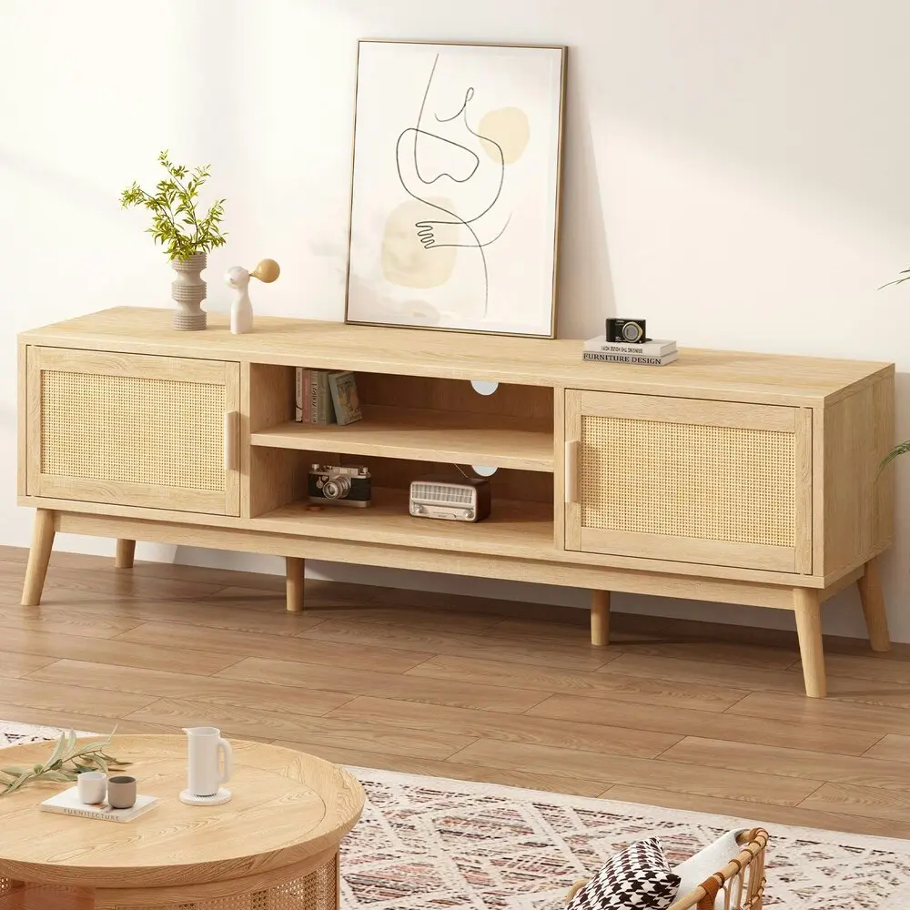 Alfordson Entertainment Unit Rattan Oak 160cm